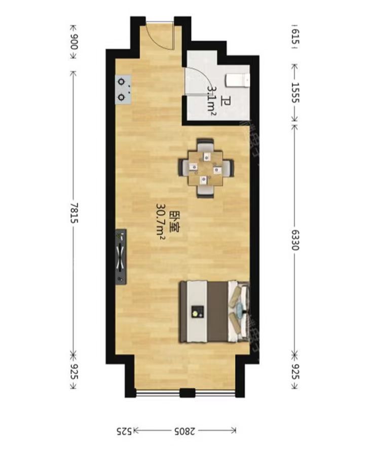 华润悦玺 1室1厅1卫 44m&sup2;