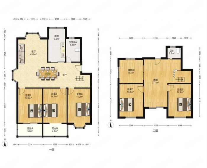 小石桥花苑 4室2厅2卫 115m&sup2;