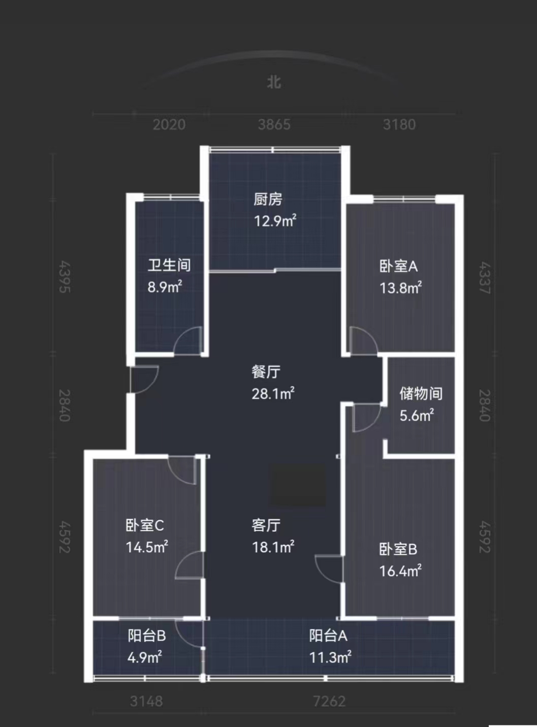 富贵园 3室2厅2卫 146.00m&sup2;
