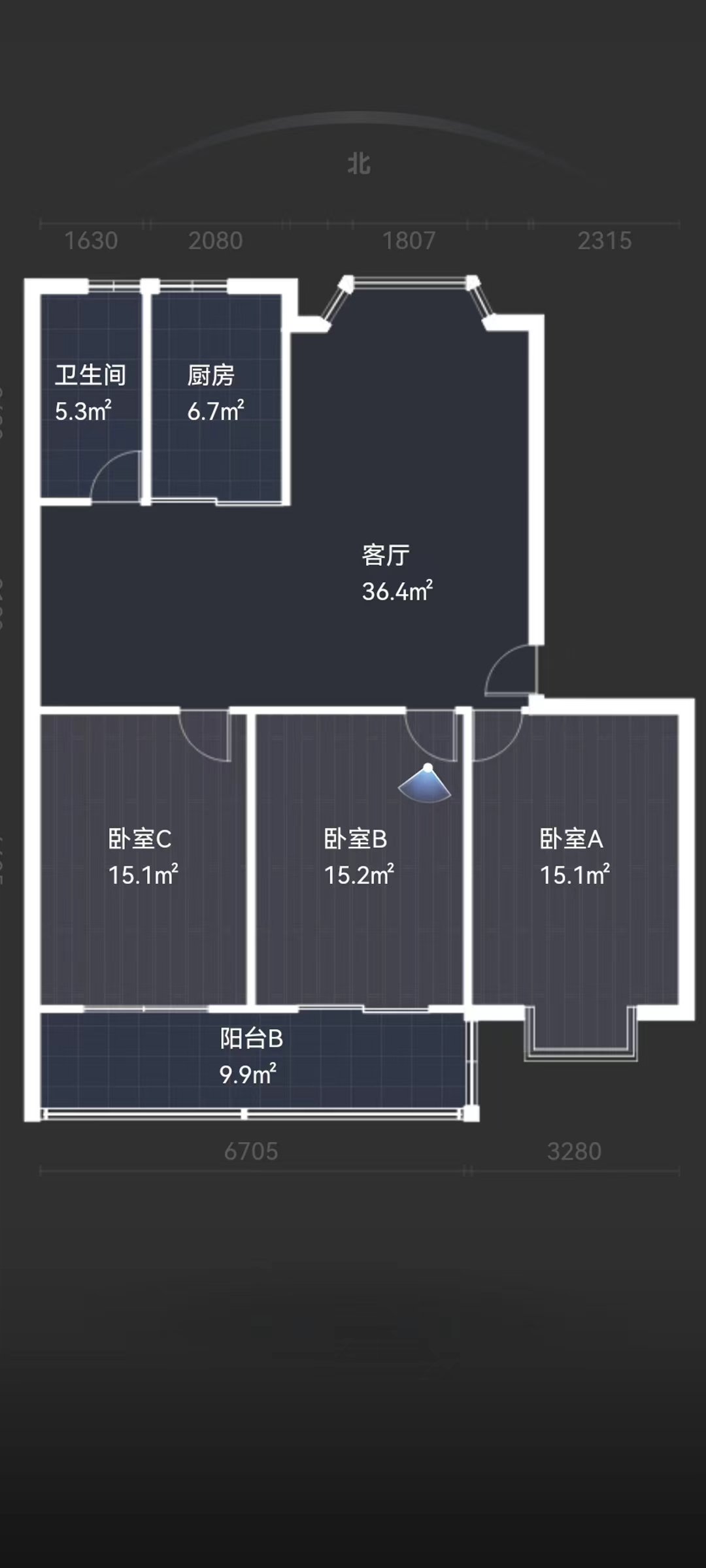 翠园花苑 3室2厅1卫 124m&sup2;