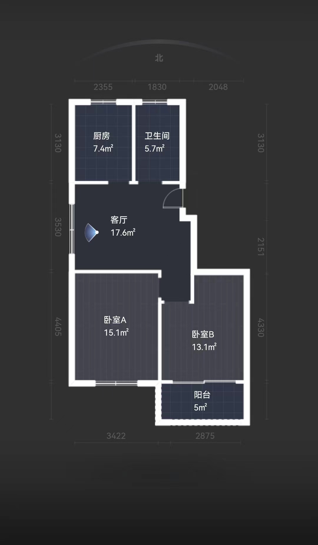 银河家园 2室2厅1卫 77.00m&sup2;
