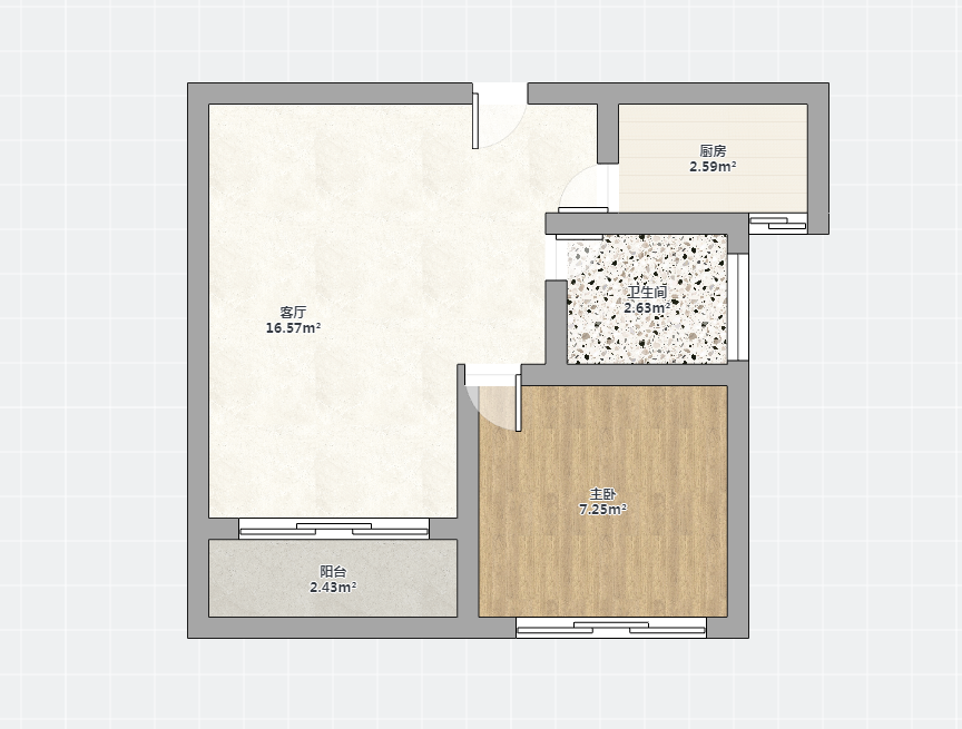 金韵华庭 1室1厅1卫 60m&sup2;