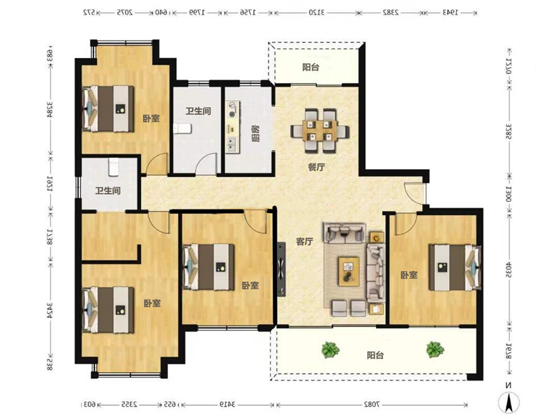 国城璟府 4室2厅2卫 164m²