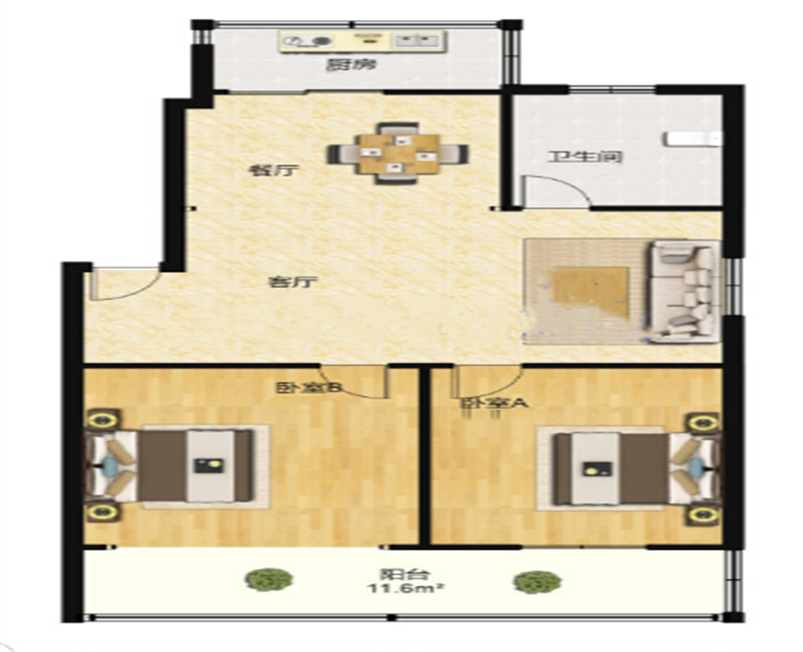 恒基花苑 2室2厅1卫 99m&sup2;