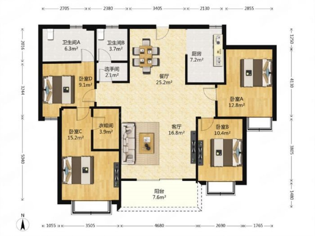 尚海城 4室2厅2卫 150m&sup2;