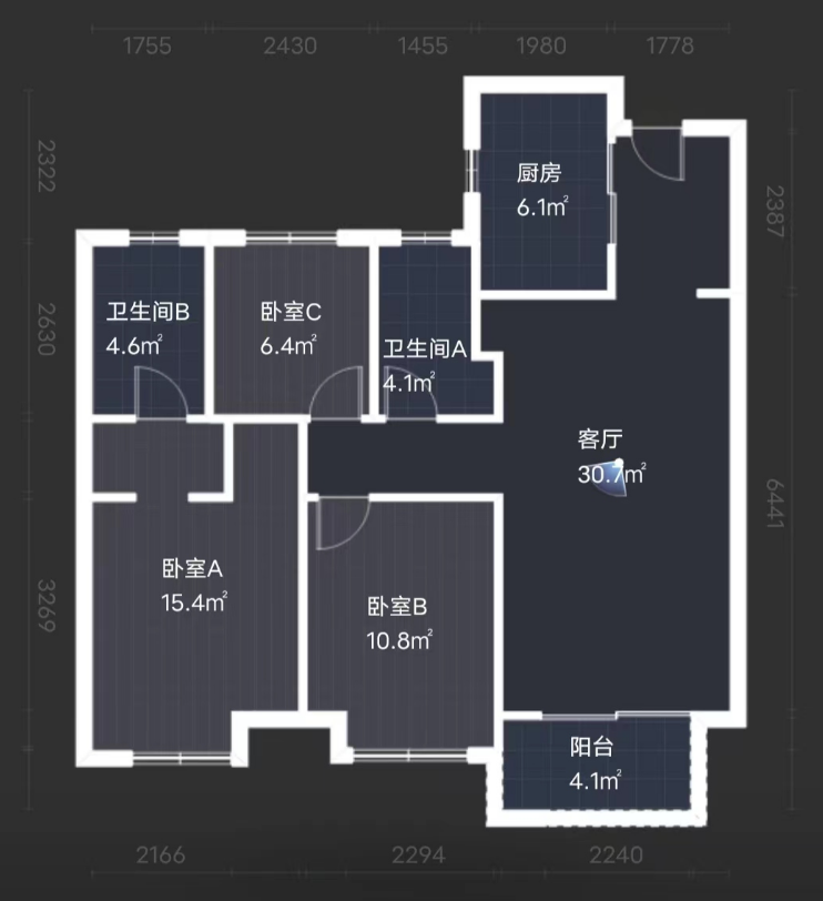 富力院士廷 3室1厅2卫 109m&sup2;