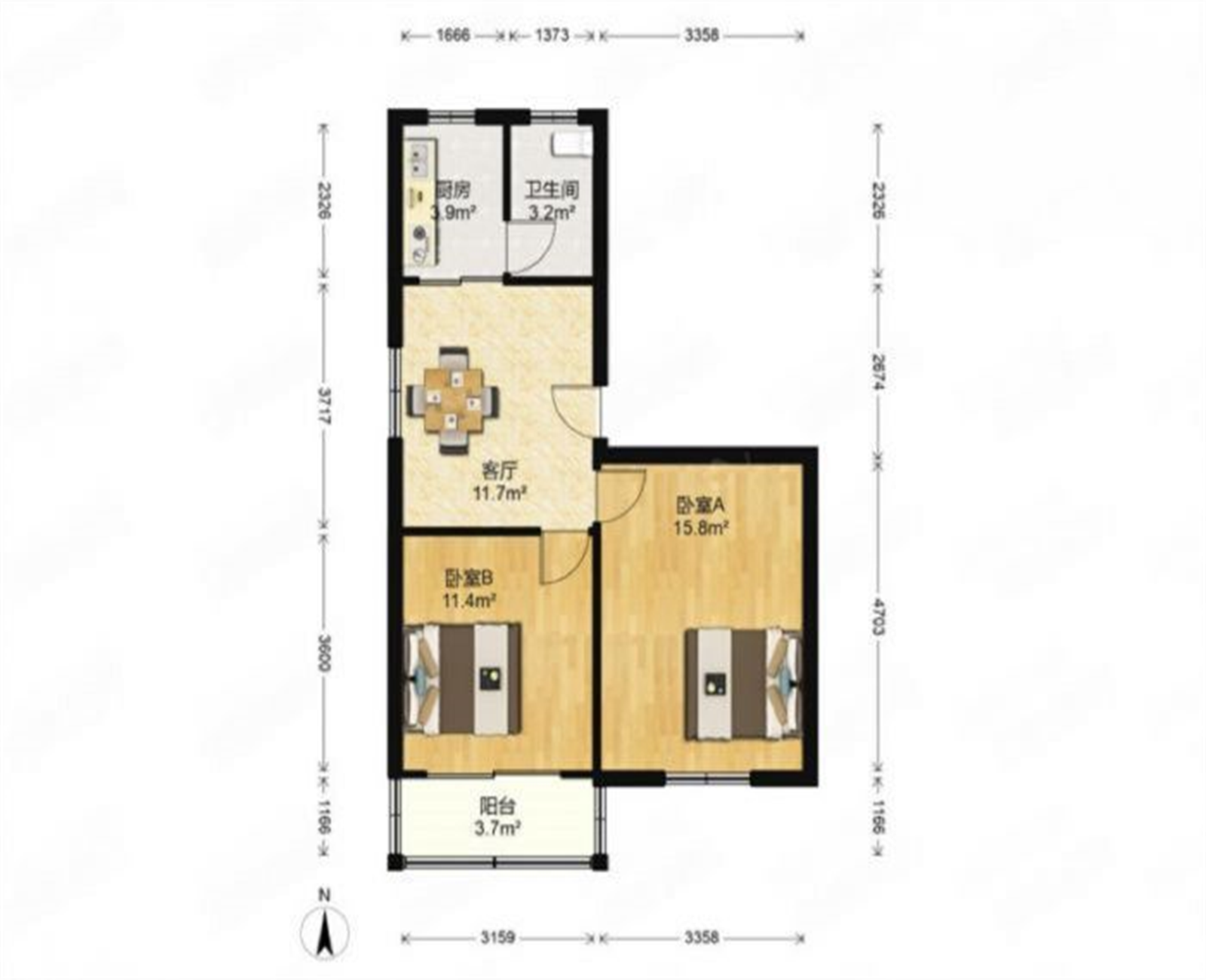 文峰路17号 2室1厅1卫 78m&sup2;