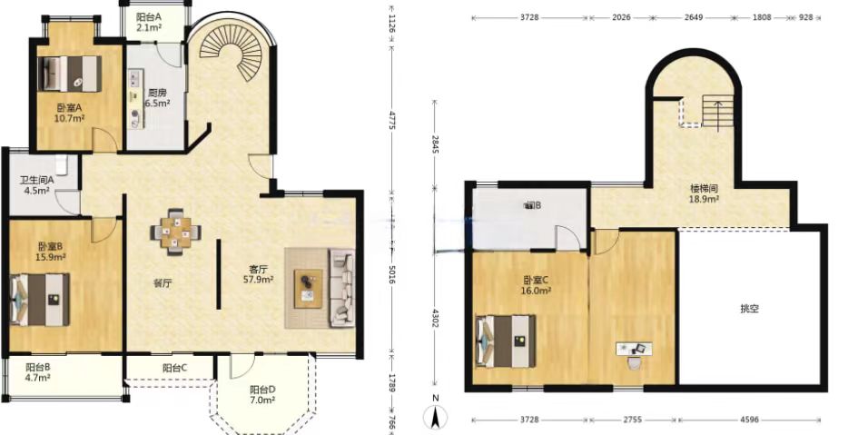 军山花园 3室2厅2卫 172.40m&sup2;