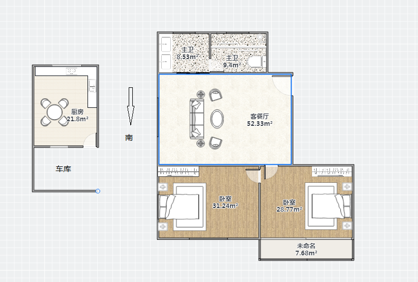 跃龙路93号 2室1厅1卫 70m&sup2;
