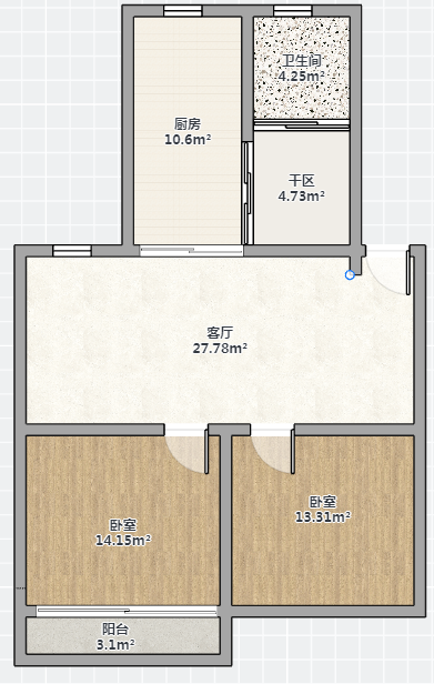 北濠桥东村 2室1厅1卫 82m&sup2;