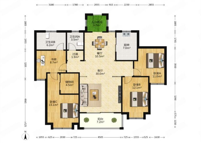 尚海城 3室2厅2卫 150m&sup2;