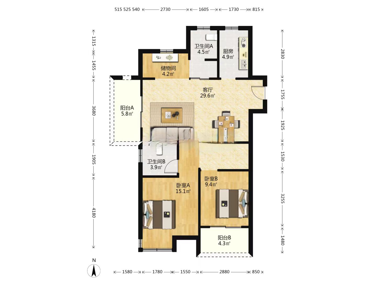 佳源都市 3室2厅2卫 123.95m&sup2;