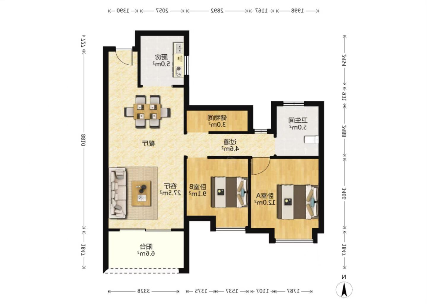 南山国际社区 3室2厅1卫 120m&sup2;