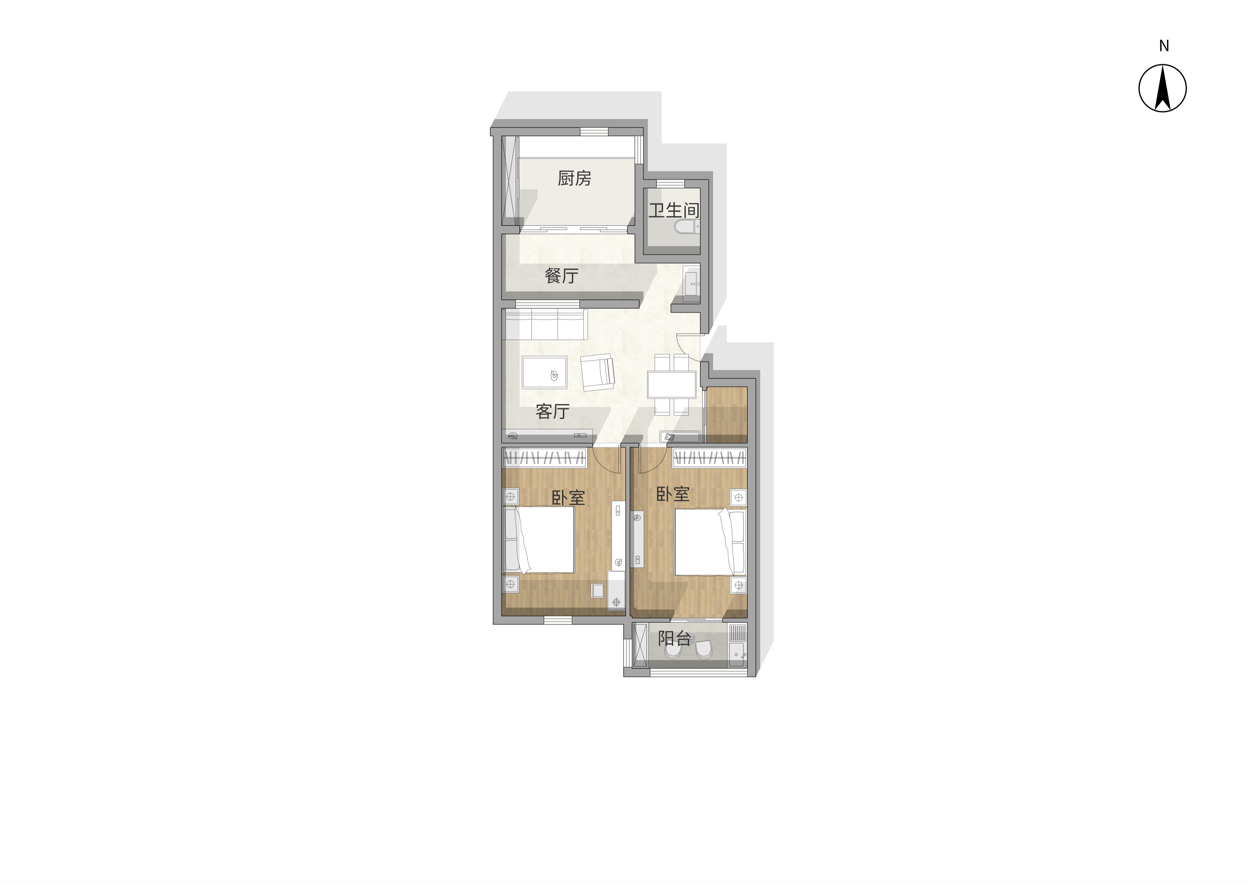 新港花苑西区 2室2厅1卫 86m&sup2;