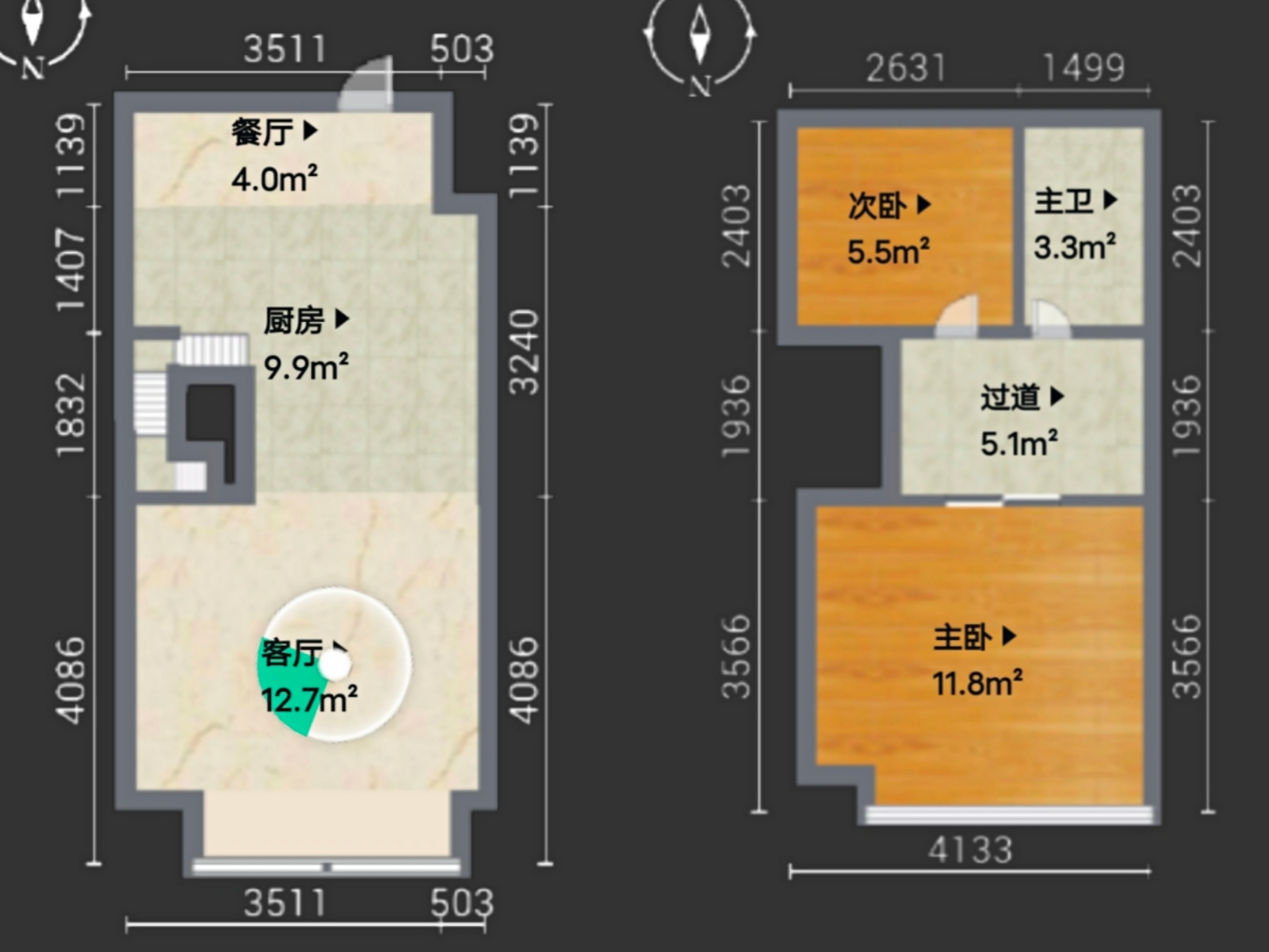 中港银座 2室2厅1卫 47m&sup2;
