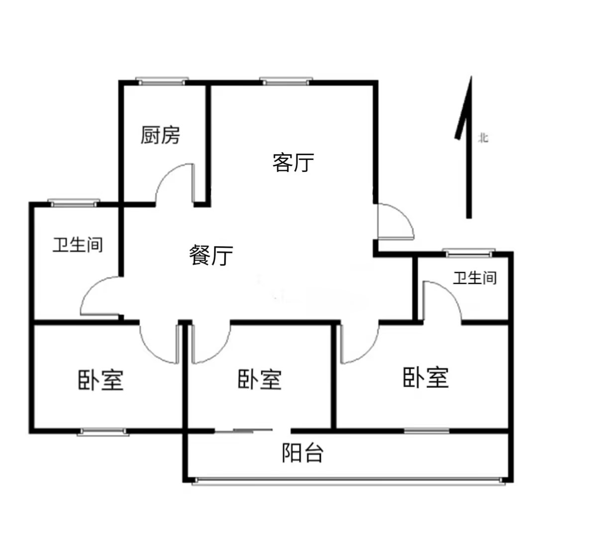 锦安花园一期 3室2厅2卫 120m&sup2;