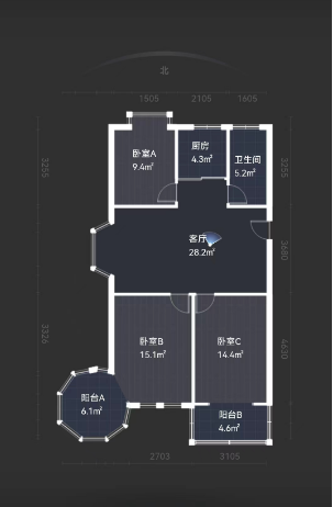 颐河苑 3室2厅1卫 106m&sup2;