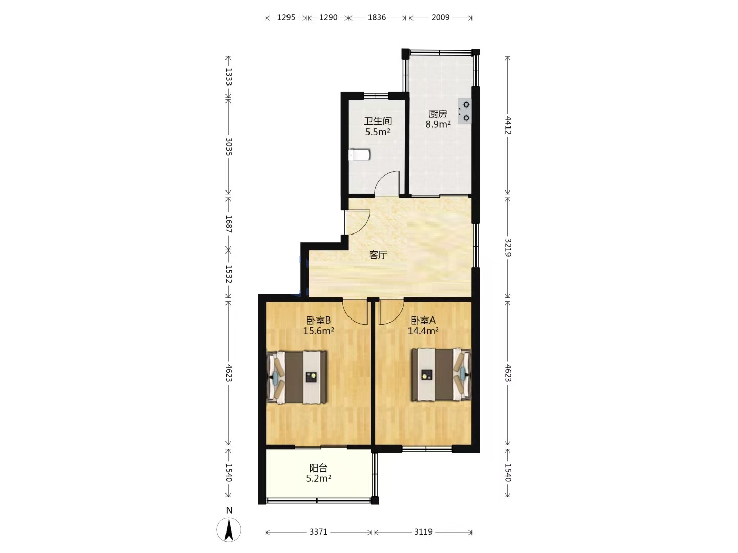 星通花园 2室1厅1卫 80m&sup2;
