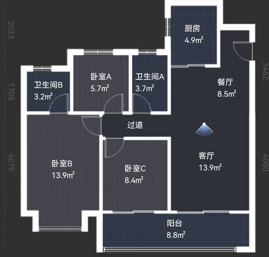 绿地江海图 3室2厅1卫 100m&sup2;