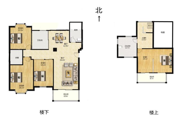 凤凰莱茵苑 3室2厅2卫 182.00m&sup2;