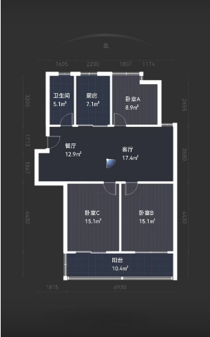 颐河苑 3室2厅1卫 110.00m&sup2;