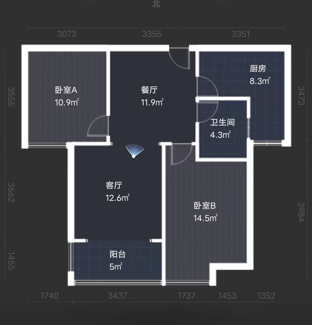 水榭花都 2室2厅1卫 85m&sup2;