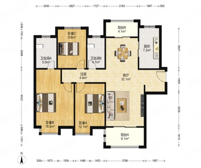 华润悦锦湾 4室2厅2卫 142m&sup2;