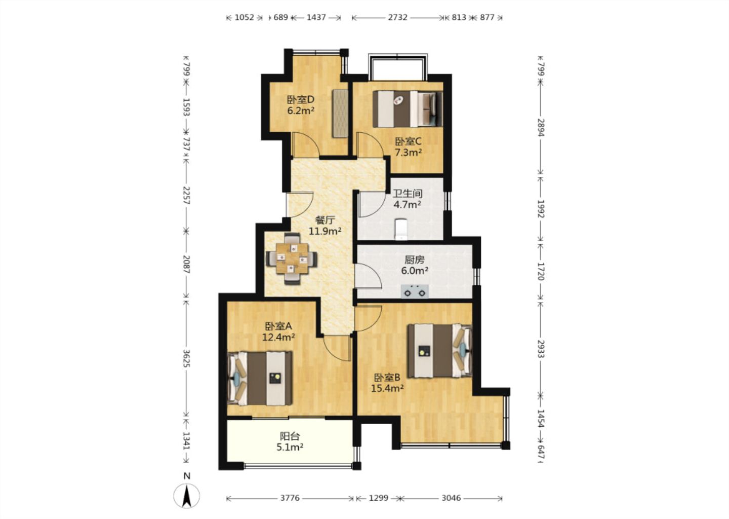 中港城 5室2厅3卫 228.00m&sup2;