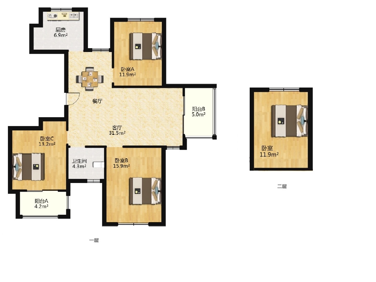 金色城邦 3室2厅2卫 126.00m&sup2;