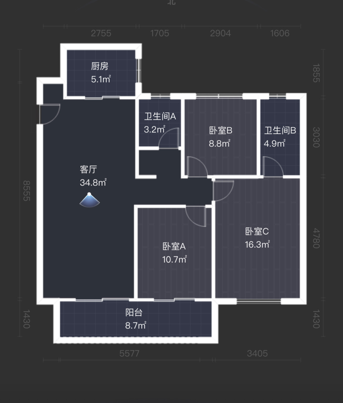 湖山源著 3室2厅1卫 115m&sup2;