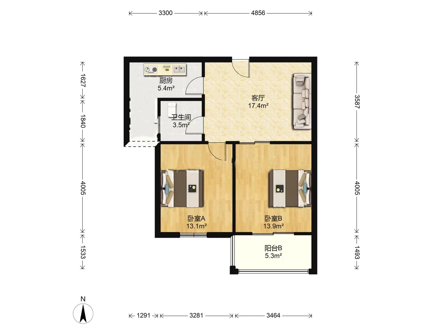 学士府 2室1厅1卫 76m&sup2;