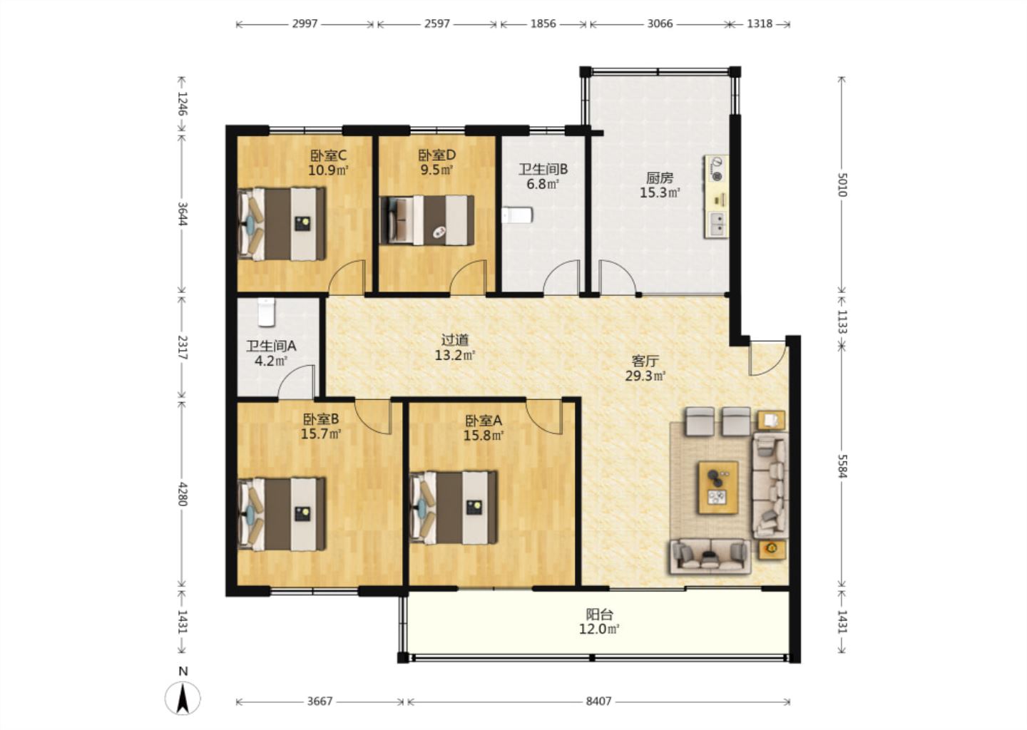 越江新村 4室2厅2卫 150m&sup2;