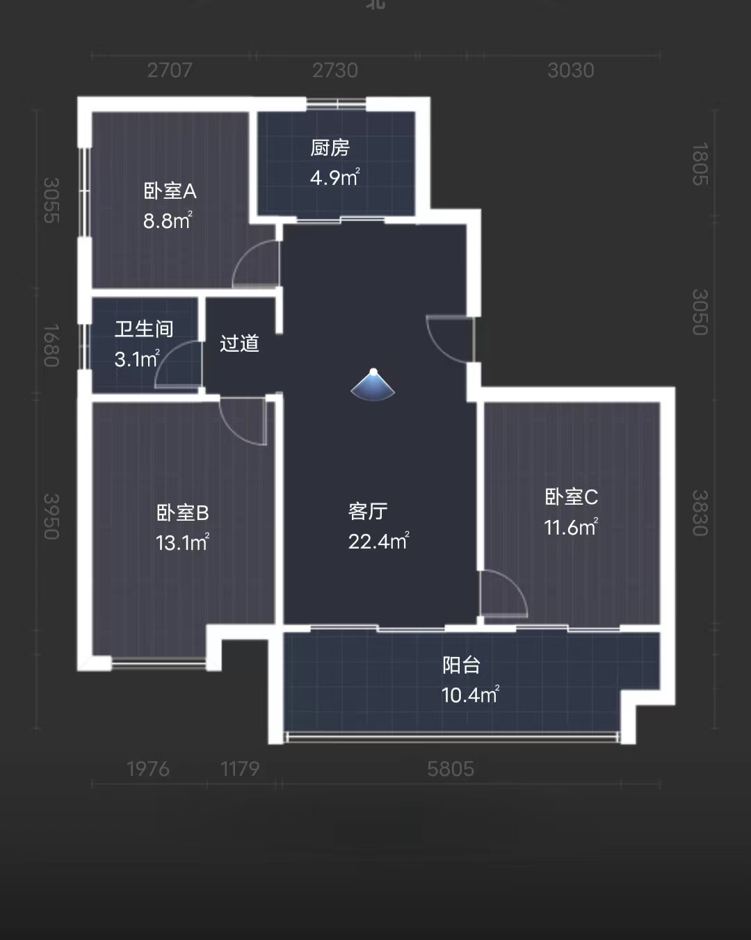卓越万科新都会 3室2厅1卫 100m&sup2;
