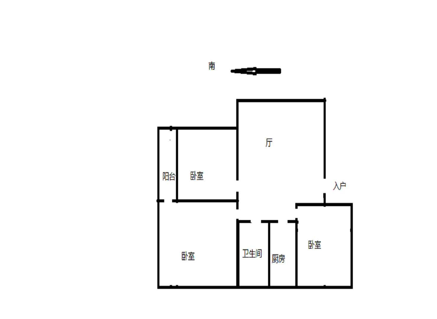 华能大厦 3室1厅1卫 81m&sup2;