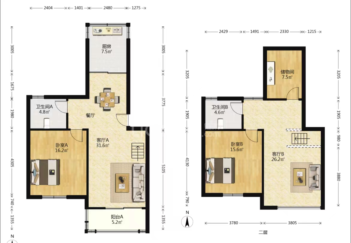 水榭花都 4室2厅2卫 155m&sup2;