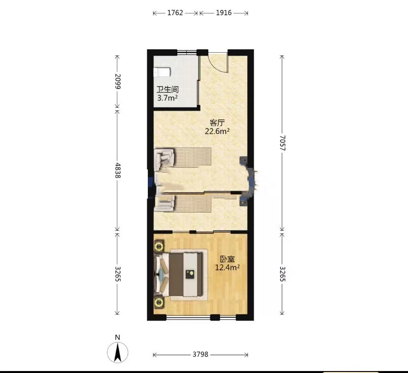 绿地智公馆 1室1厅1卫 32m&sup2;