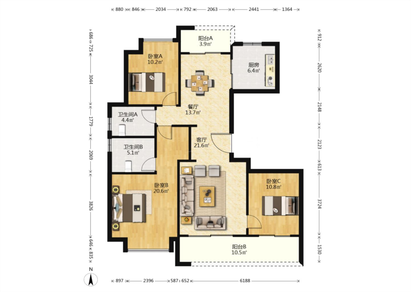 绿城沁园 4室2厅2卫 143m²