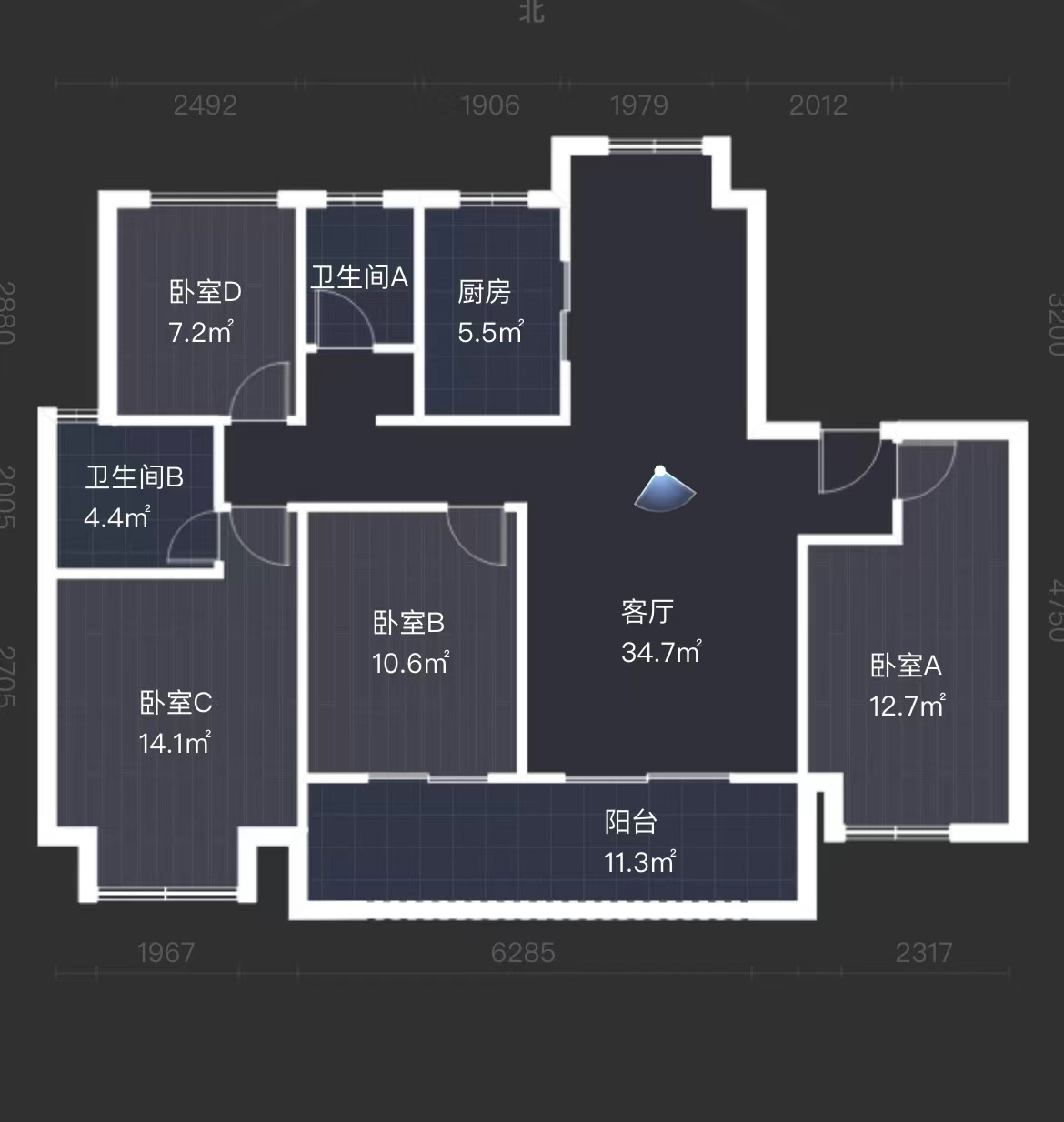 中南君悦府 4室2厅2卫 127m&sup2;