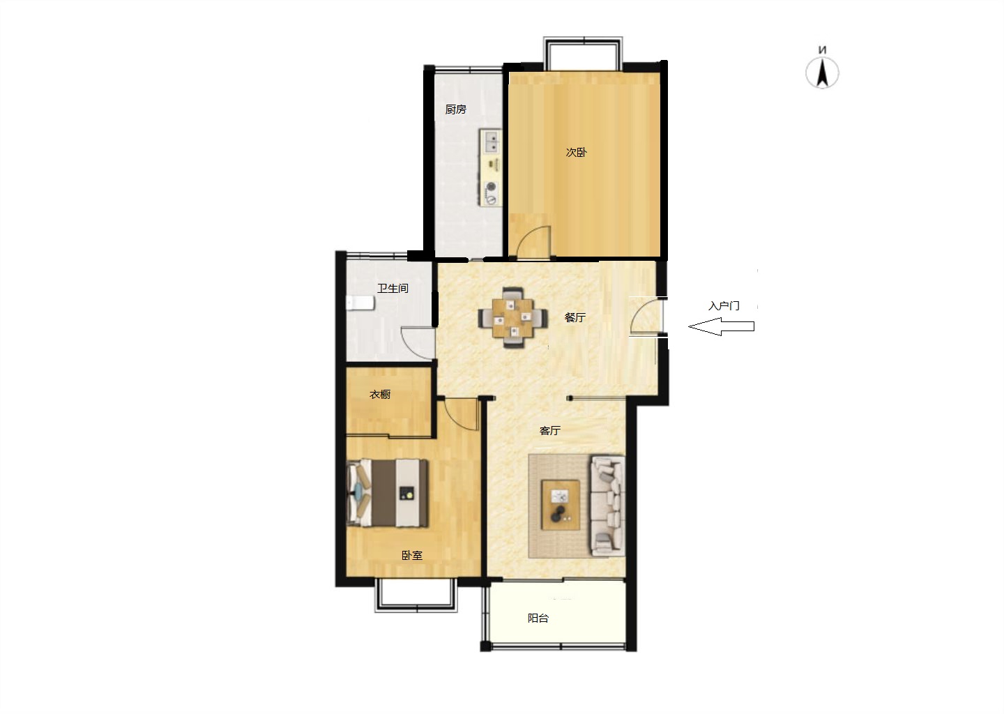 外滩北苑 2室2厅1卫 101.01m&sup2;