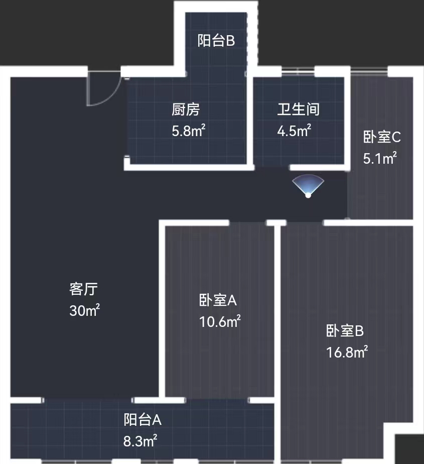 湖滨华庭 3室2厅1卫 98.5m&sup2;