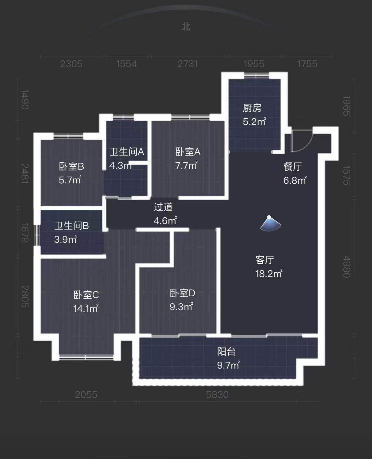 绿地江海图 4室2厅2卫 130.00m&sup2;
