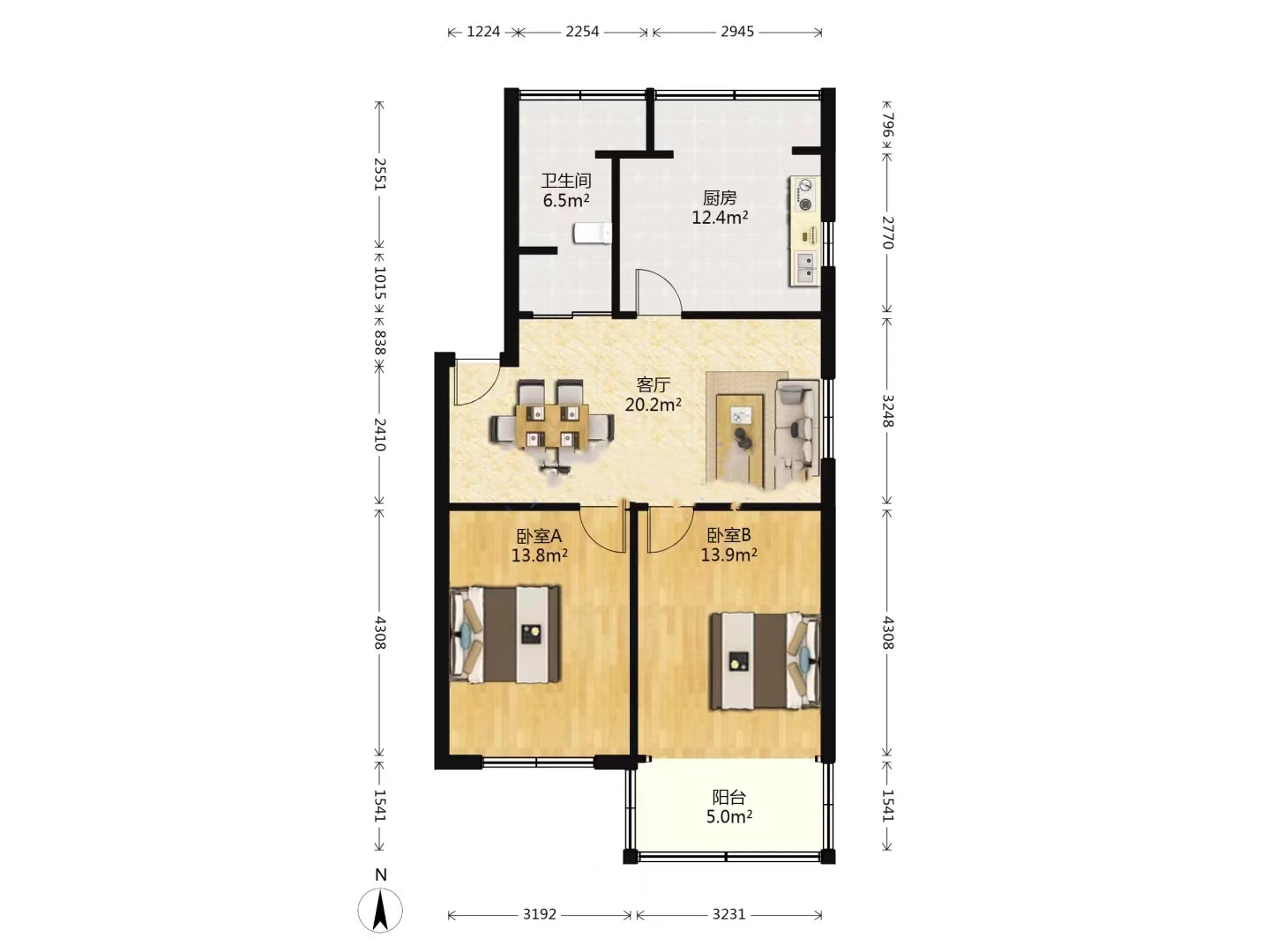 北濠桥东村 3室1厅1卫 89.00m&sup2;