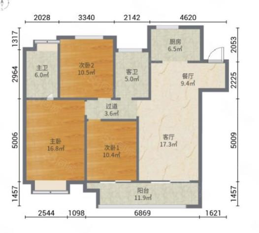 新城香溢紫郡 3室2厅1卫 117m&sup2;