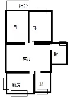 姚港路22号 3室1厅1卫 76.4m&sup2;