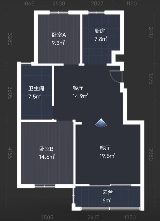 银河家园 2室1厅1卫 90m&sup2;