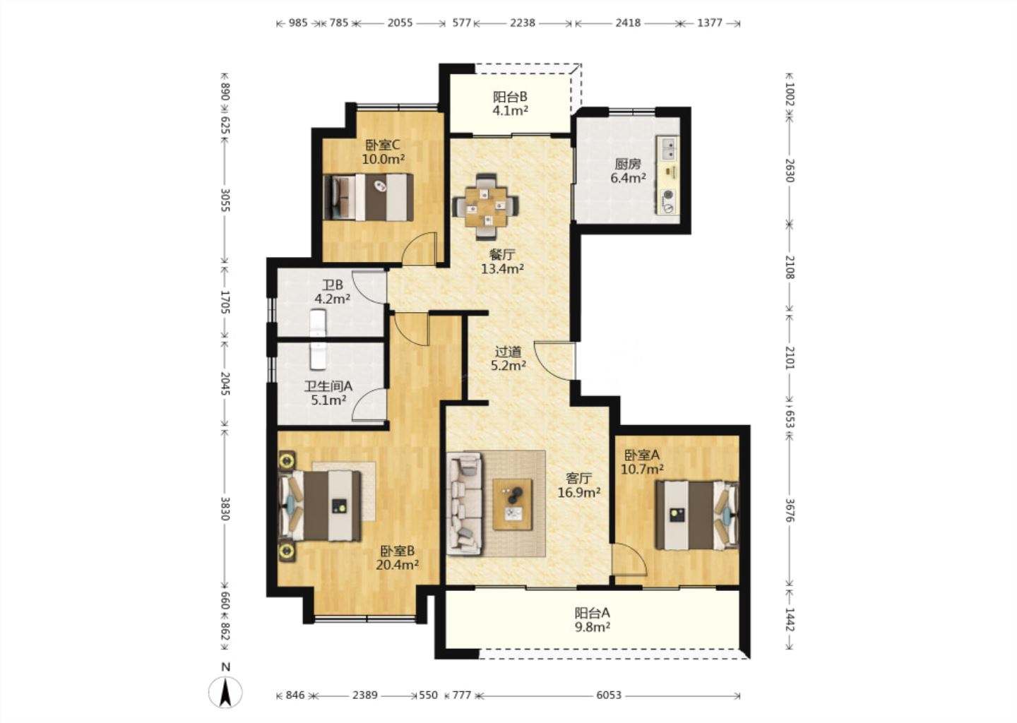 兰园 3室2厅2卫 135m&sup2;