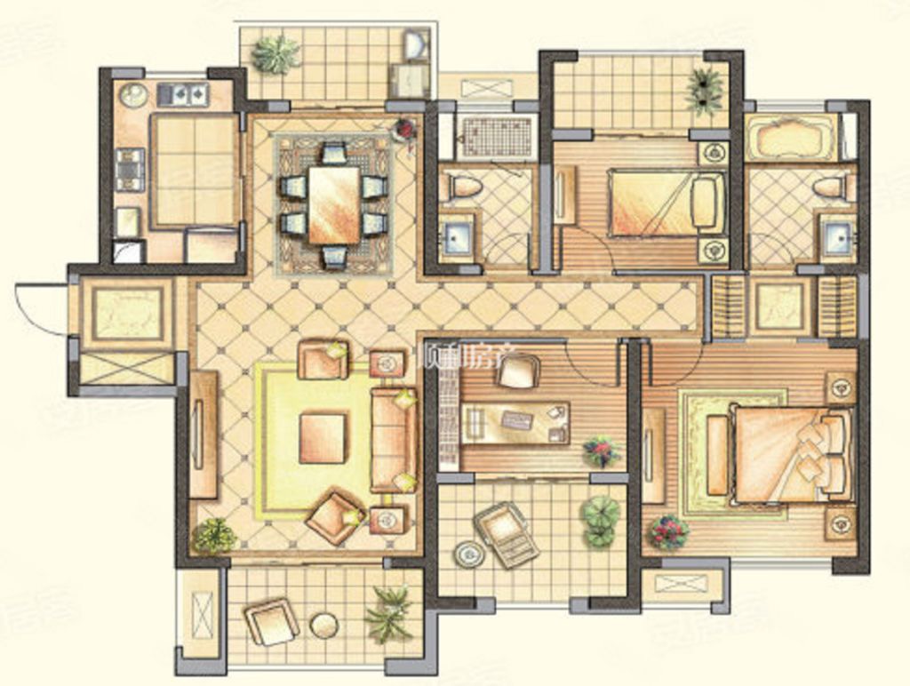 南通橡树湾 3室2厅2卫 128m&sup2;