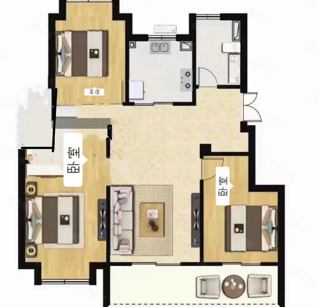 景明花苑 3室2厅1卫 126m&sup2;