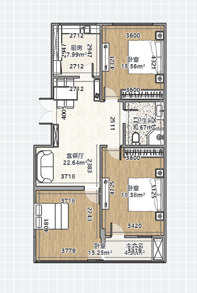 金和小区 3室1厅1卫 98m&sup2;