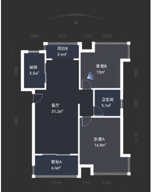江海皇都私家花园 2室2厅1卫 96m&sup2;